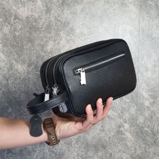 [Da thật] Clutch cầm tay da bò thật khóa số; Túi Golf nam da bò CL133LEA (Đen/Nâu) - 100% da bò thật, BH 3 năm