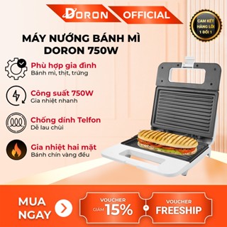 Máy ép nướng bánh mì DORON 750W - Nướng thịt, sandwich , xúc xích - Chống dính, dễ vệ sinh