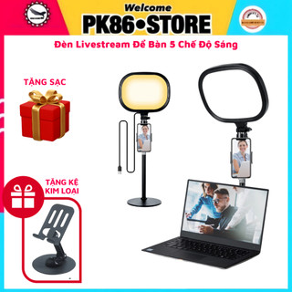  Đèn led livestream để bàn đa năng quay hình chụp ảnh video makeup spa nail văn phòng có tripod kèm giá đỡ điện thoại 
