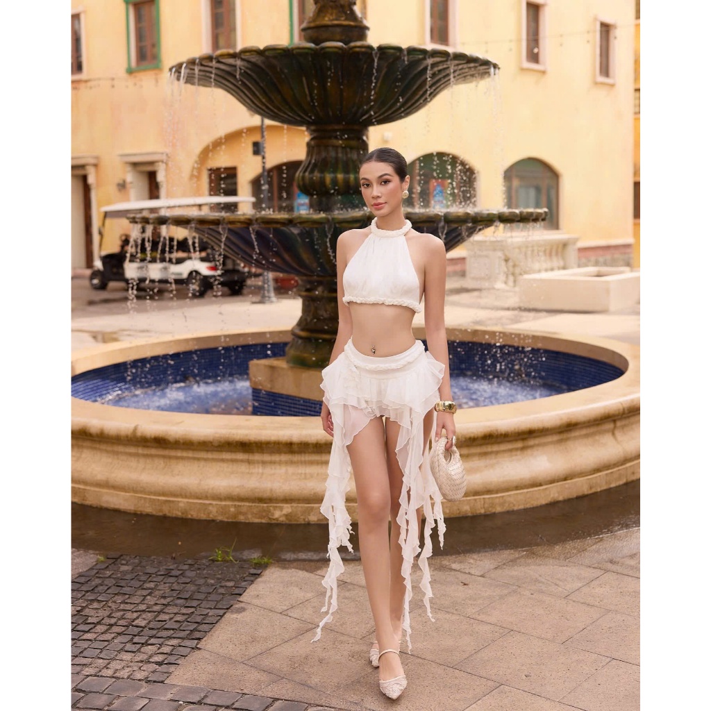 [ BKN 1015 ] Set đi biển CHINFON áo yếm dây đan + phối váy bèo tua rua cao cấp HÀ BIKINI | BigBuy360 - bigbuy360.vn