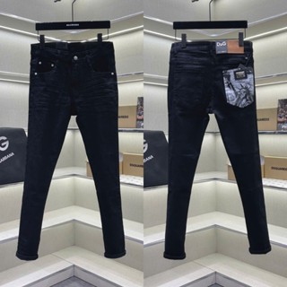  Quần jean bò nam PB slimfit đen trơn dập nhăn 3D phối in hình nữ thần tự do thêu logo túi boy phố QJ735P 