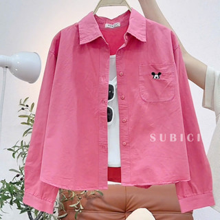  Áo Sơ Mi DÁNG LỬNG Nữ Chất Kaki Cotton Cao Cấp Túi Thêu Chuột Trẻ Trung Tôn Dáng Đi Làm Đi Chơi A1141 SUBICI 