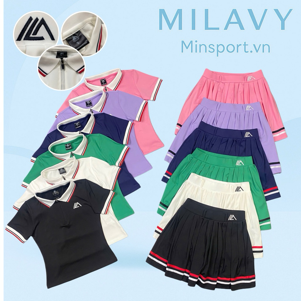 Bộ Váy Thể Thao Nữ MILAVY Dáng Xếp Ly 2 Lớp
