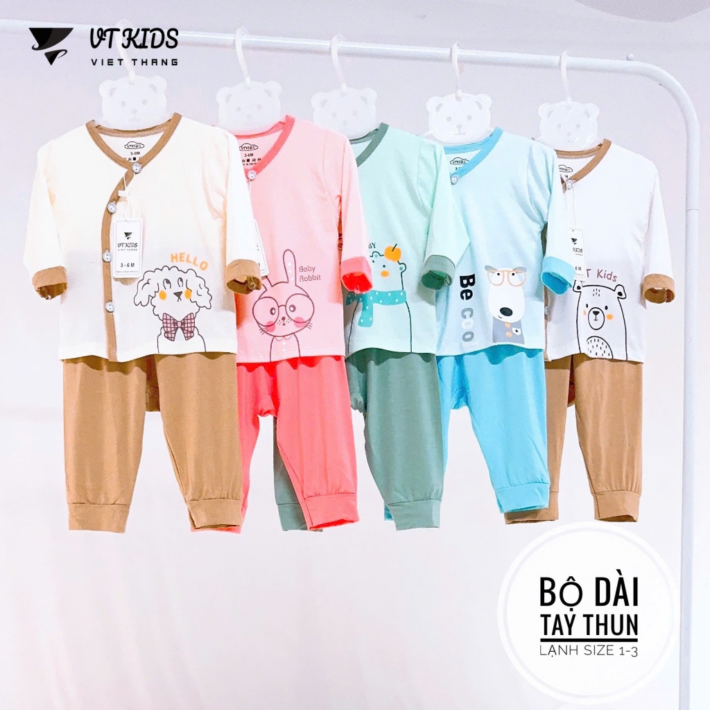 Bộ Dài Tay Cho Bé Sơ Sinh VT Kids - Quần Áo Vải Thun Lạnh Dễ Thương (Size 1-3) [VT39]
