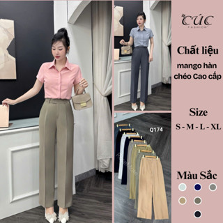 Quần ống rộng Cúc Fashion vải tây from âu xuông lưng cao cấp thời trang nữ culottes suông 1 cúc Q174