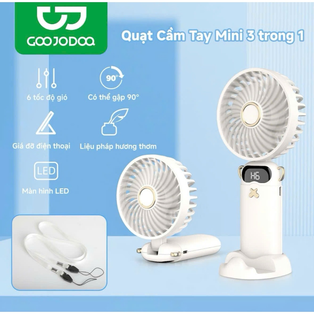  Quạt mini cầm tay GOOJODOQ đế rời kê điện thoại đa chức năng. 