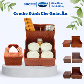 Combo Khay Đựng Đũa Muỗng Ống Đũa Thìa Khay Gia Vị Size Trung và Hộp Giấy Dành Cho Nhà Hàng Quán Ăn