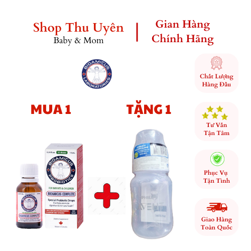 (Mua 1 lọ Tặng 1 bình avent) Men 10 Chủng BioAmicus Complete Canada