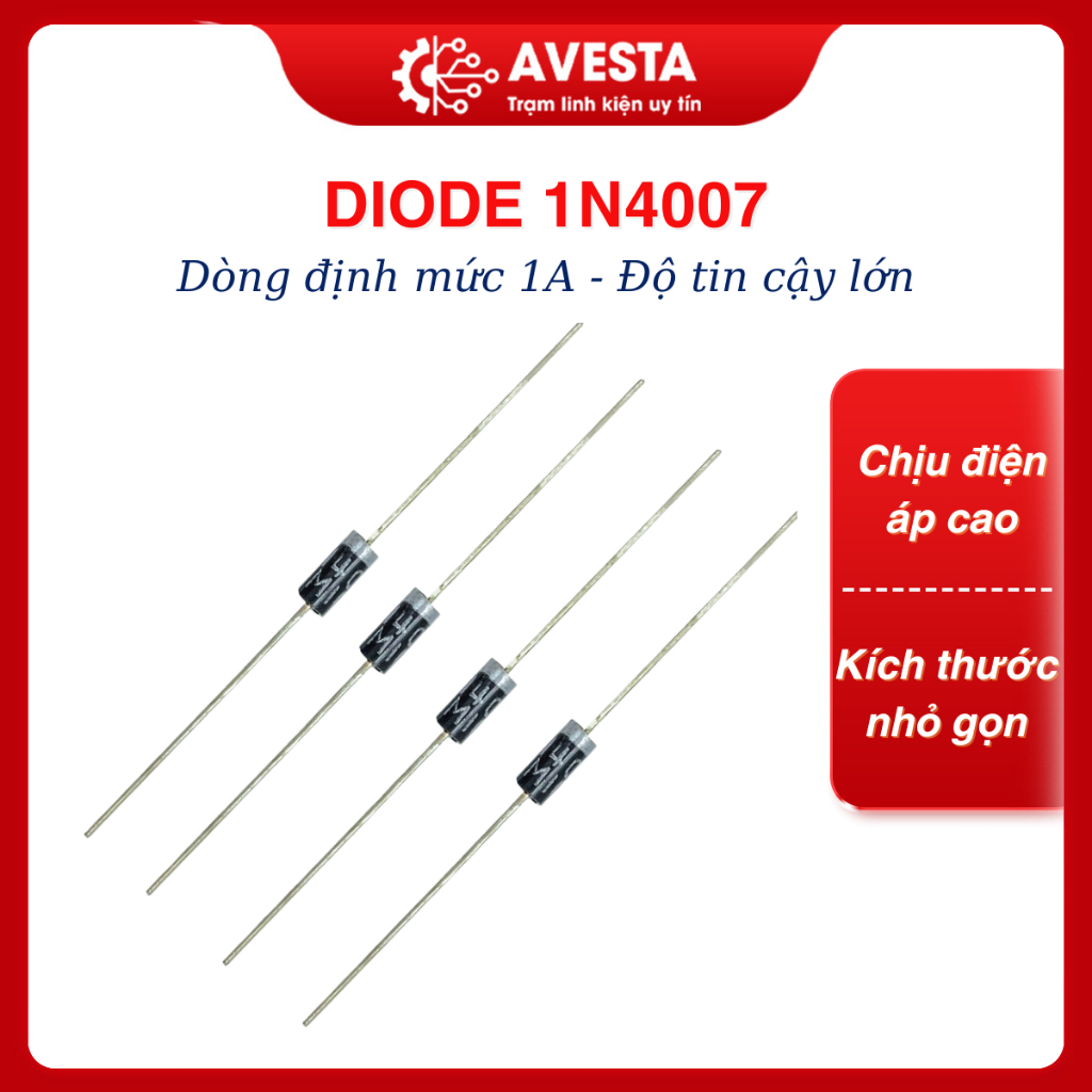 [50 con] Diode 1N4007 1A 1000V thân to Avesta