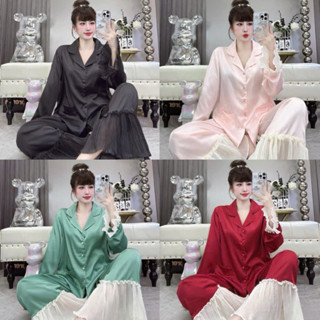 [ Hoả tốc HCm] 40-75kg DẬP LY Đồ bộ pijama nữ, đồ mặc nhà màu trơn dập ly, lụa latin to tằm