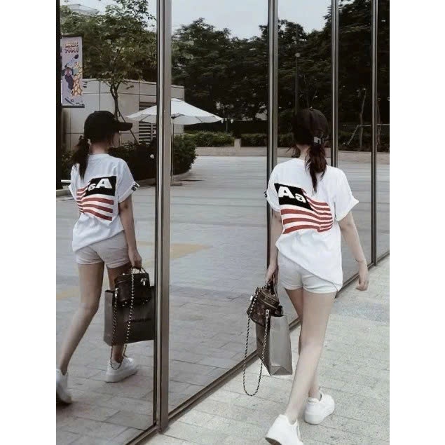 Áo Phông Lá Aa Lá Cờ In Form Rộng Chất Cotton Co Giãn Thấm Hút Mồ Hôi Siêu Hót Hiện Nay