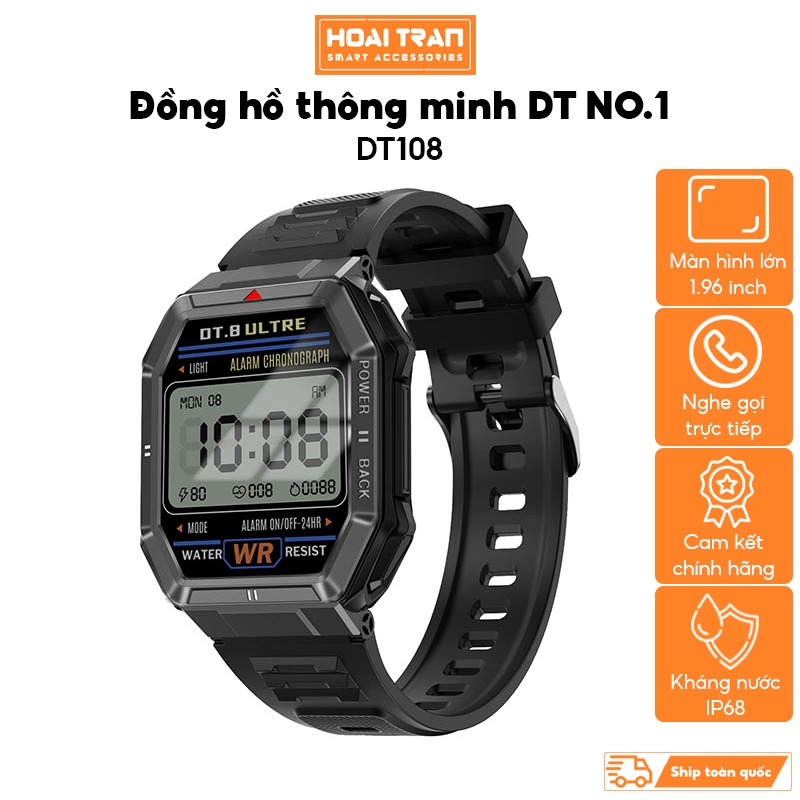 Đồng hồ thông minh DTNO.1 DT108, nghe gọi điện thoại, đọc thông báo, trợ lý giọng nói, chống nước