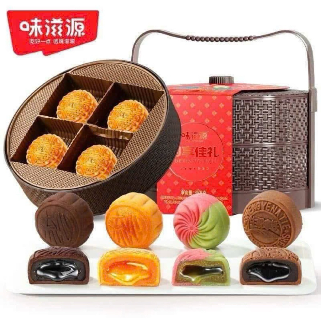 Giỏ bánh trung thu 2 tầng 8 bánh(date mới)