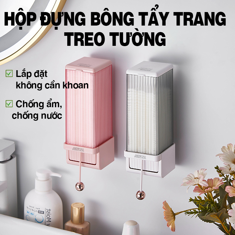 Hộp Đựng Bông Tẩy Trang Dán Tường Dây Rút Hộp Đựng Btt Chống Nước Chống Bụi Tiết Kiệm Không Gian