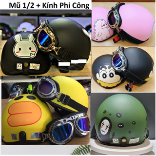 ( ♥️ Shop Uy Tín ♥️ ) Mũ Bảo Hiểm Nửa Đầu Kính phi công 1/2 Nhiều Tem Siêu HOT - Mũ Bảo Hiểm Cá Heo Hàng Cao Cấp'