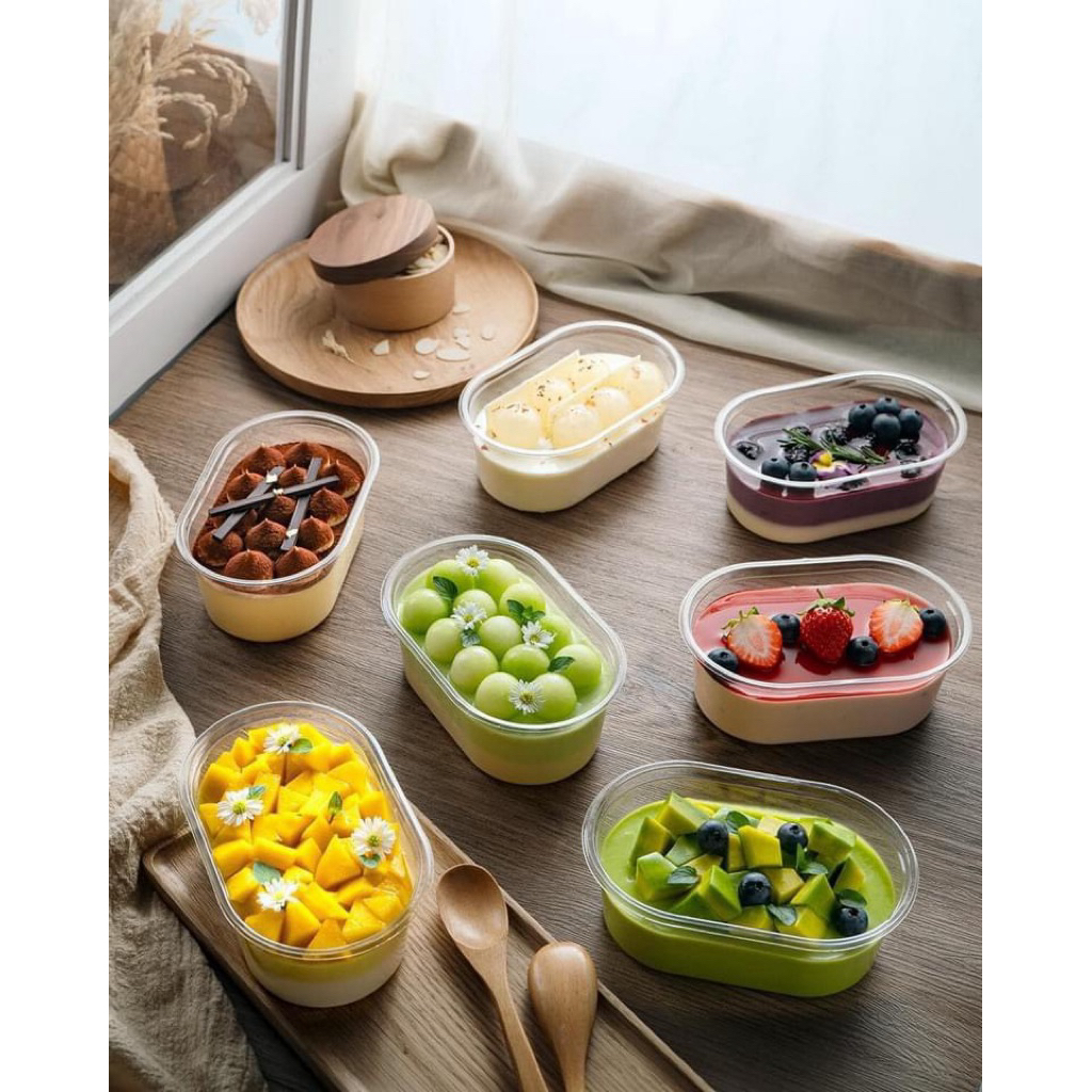 Hộp Oval XY150  - Set 50 cái - Hộp đựng bánh bông lan, bánh tiramisu, bánh mousse