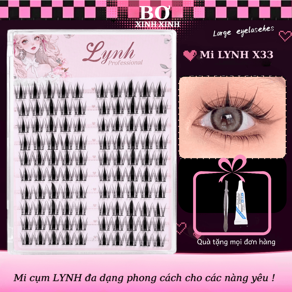 Lông Mi Giả Mắt Ướt Lynh X33 – Mi Đậm Tự Nhiên Dễ Thương