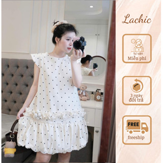  Váy Bầu Suông thiết kế chấm bi Tay Con – Thiết Kế Đính Hoa Dễ Thương V93 