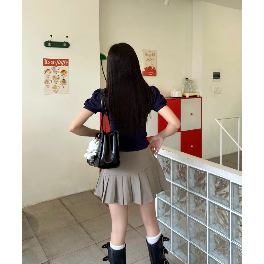 Chân váy xếp ly MONÁ dáng ngắn phối nơ - CHIKA SKIRT | BigBuy360 - bigbuy360.vn