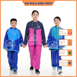  Áo mưa bộ trẻ em Sơn Thủy PVC siêu bền an toàn nhiều hình dễ thương cho bé từ 5-14 tuổi 