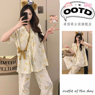  {Có Sẵn} Bộ Ngủ Dài BD13 Vàng Đồ Ngủ Nữ Chất Đũi Xốp Mềm Hoạ Tiết Dễ Thương Đồ Ngủ Cute Bộ Ngủ Dài Bộ Đồ Pijam 