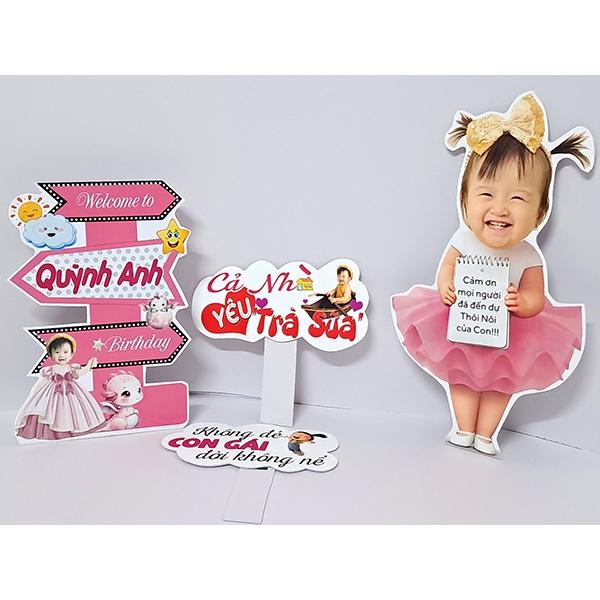 Set CHIBI để bàn trang trí Sinh Nhật, Thôi Nôi, Đầy Tháng - hagtag chụp ảnh đáng yêu