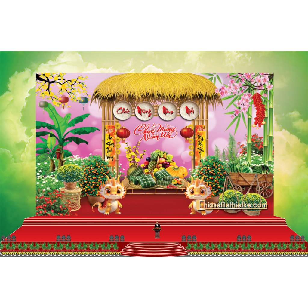 Tranh vải decor trang trí tết 2026  - Kích thước 2mx2m5