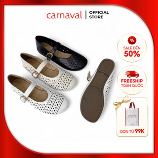  Giày Búp Bê Nữ Carnaval Đục Lỗ Thoáng Khí Quai Ngang Khóa Cài Thời Trang Đế Thấp Êm Chân - VS176 