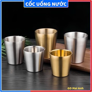 Cốc uống nước inox 304, Cốc uống cafe, thiết kế 2 lớp cách nhiệt, dung tích 175ml-300ml