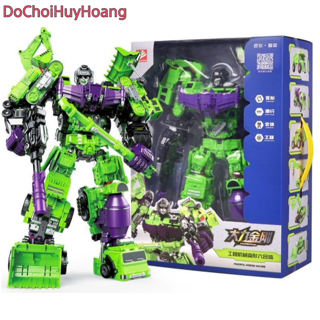 Mô hình xe robot Devastator xanh 6in1