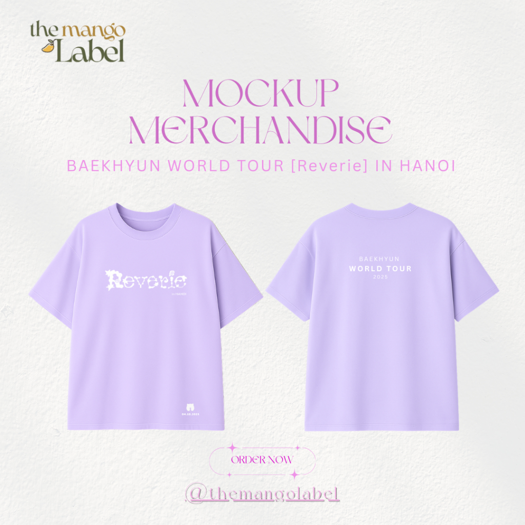 Áo thun 100% Cotton BAEKHYUN WORLD TOUR [Reverie] Ịn HaNoi, định lượng 250gsm dày dặn, thấm hút mồ h