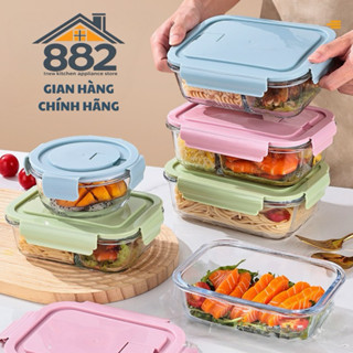  Hộp đựng cơm thực phẩm thuỷ tinh nhiều kích cỡ thố thủy tinh chống tràn chịu nhiệt dùng lò vi sóng 