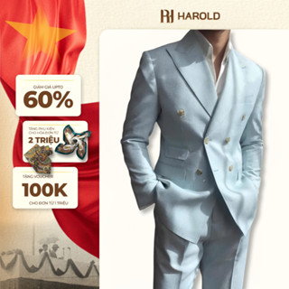 Suit Jacket Nam Cao Cấp Harold Mykonos Mist 2 Hàng Khuy Sang Trọng, Chống Nhăn, Độ Bền Cao