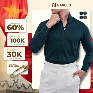 Áo Sơ Mi Nam Dài Tay Cao Cấp Harold Button Down Sọc Tiger Pin Chất Liệu Vải Cao Cấp, Chống Nhăn, Tôn Dáng, Giữ FormChuẩn