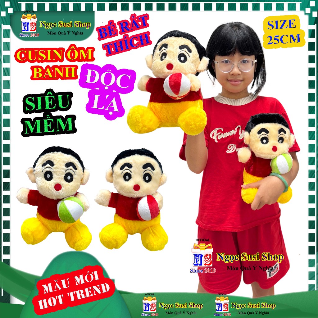 Thú Bông SHIN CẬU BÉ BÚT CHÌ Ôm Banh Siêu Dễ Thương Size 25cm – CUSIN Quà Tặng Bé Yêu Đồ Chơi Doll