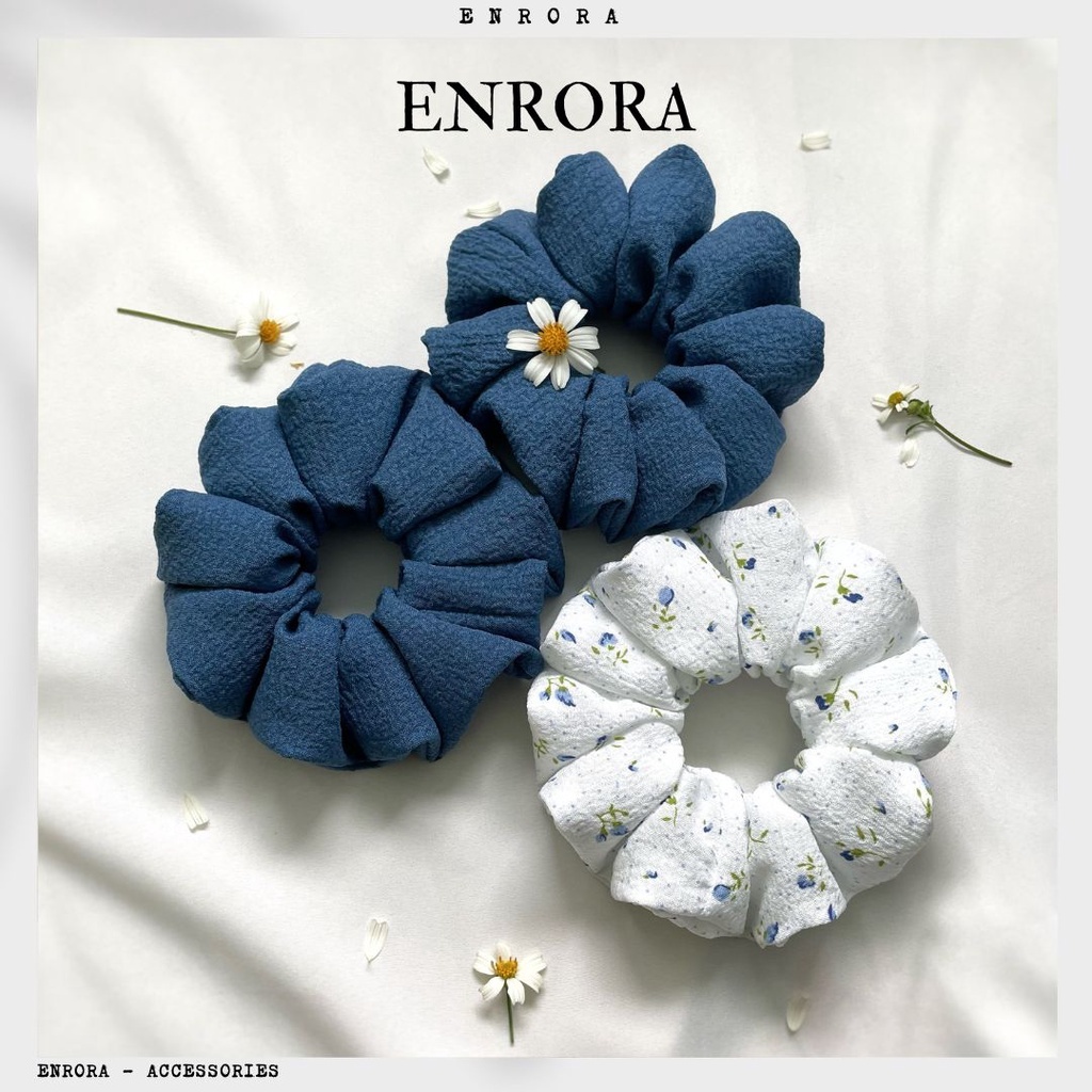 Scrunchies ENRORA.VN Cột Tóc Vải Xanh nhí [Handmade]