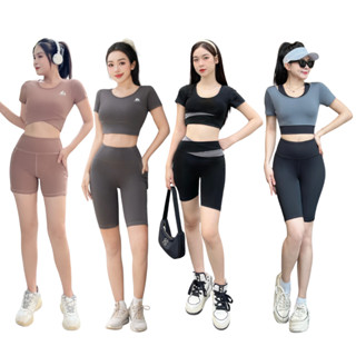 Bộ Croptop Đùi Tập Gym Nữ, Quần Áo Tập Gym Yoga Aerobic Nữ Áo Kèm Mút Quần Cạp Cao Tôn Dáng NG01/NG02/NG08/NG27/NG12)