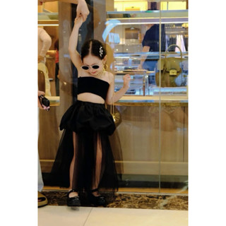  sét áo hai dây kèm chân váy bí lưới dài cho bé đi tiệc siêu xinh 