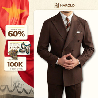 Bộ Suit Nam Cao Cấp Harold Gabardine Nâu Trầm - Bộ Vest Công Sở Co Giãn Chống Nhăn, Chống Thấm Nước, Độ Bền Cao