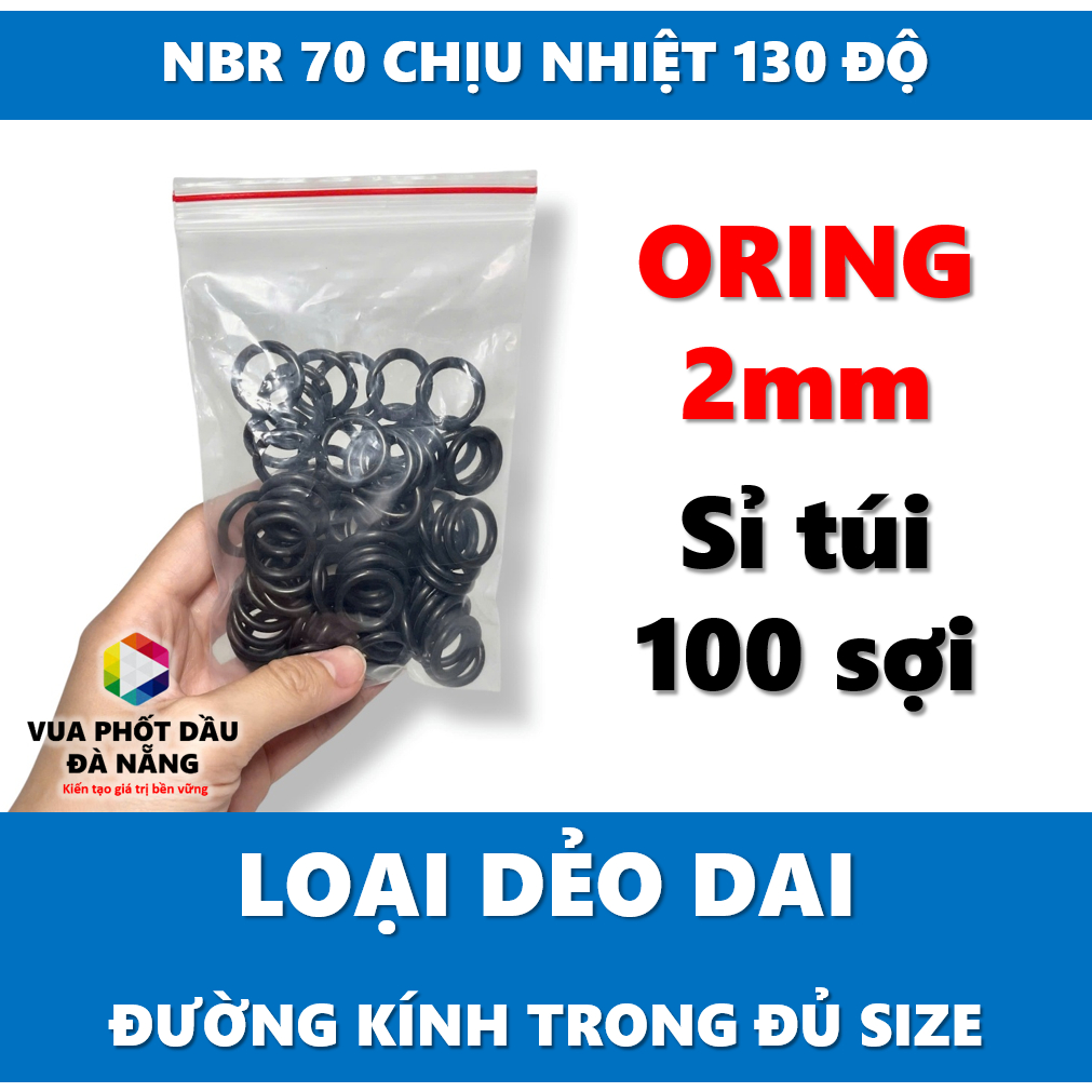 [Combo 100 sợi] Dày 2mm Gioăng Cao Su Chịu Nhiệt / Vòng Đệm Cao Su Oring NBR đủ size loại dẻo dai, c