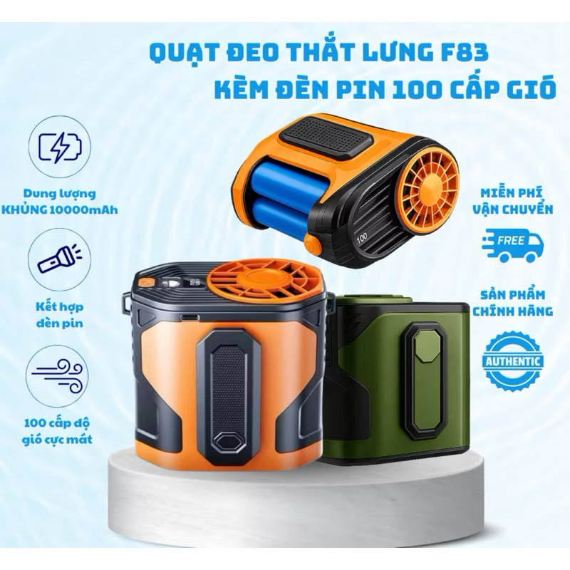 Quạt Kẹp Thắt Lưng Áo F83, Pin 4000~6000mAh 3 Mức Gió, Có Đèn ...