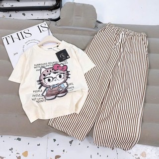  Sét bộ quần áo cho bé gái   giảm Sốc 12.12  áo in hình 5D chú mèo dễ thương size từ 13-44Kg 