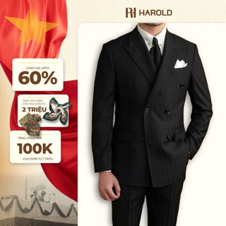 Bộ Suit Birmingham Đen Sọc Ẩn Harold Cao Cấp Công Sở Sang Trọng, Độ Bền Cao (Jacket + Quần)