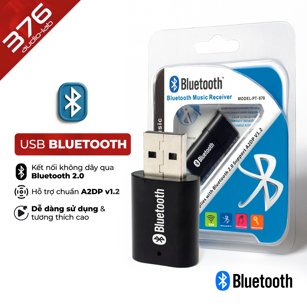 [LOẠI TỐT] USB Bluetooth Music Receiver PT-810 – Nâng Cấp Loa AUX/USB Thành Loa Bluetooth