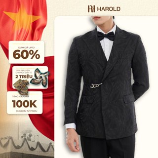 Áo Blazer Nam Cao Cấp Harold Black Floral - Áo Vest Đi Tiệc Chống Nhăn, Không Co Rút, Đứng Form, Độ Bền Cao