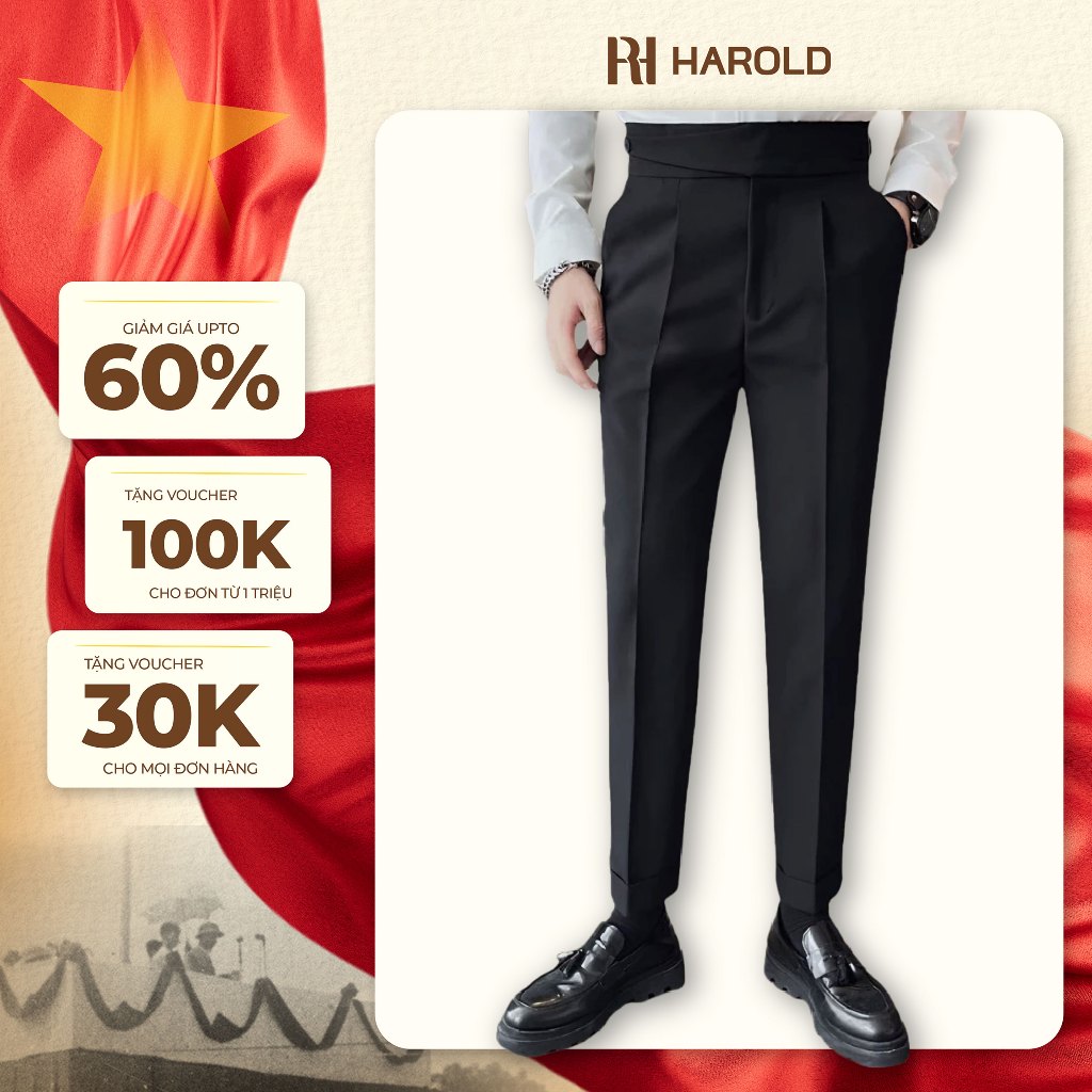 Quần Âu Nam Cạp Cao Ống Suông Cao Cấp Harold Gurkha x Sidetab Season 2 - Quần Tây Chống Nhăn, Đứng F