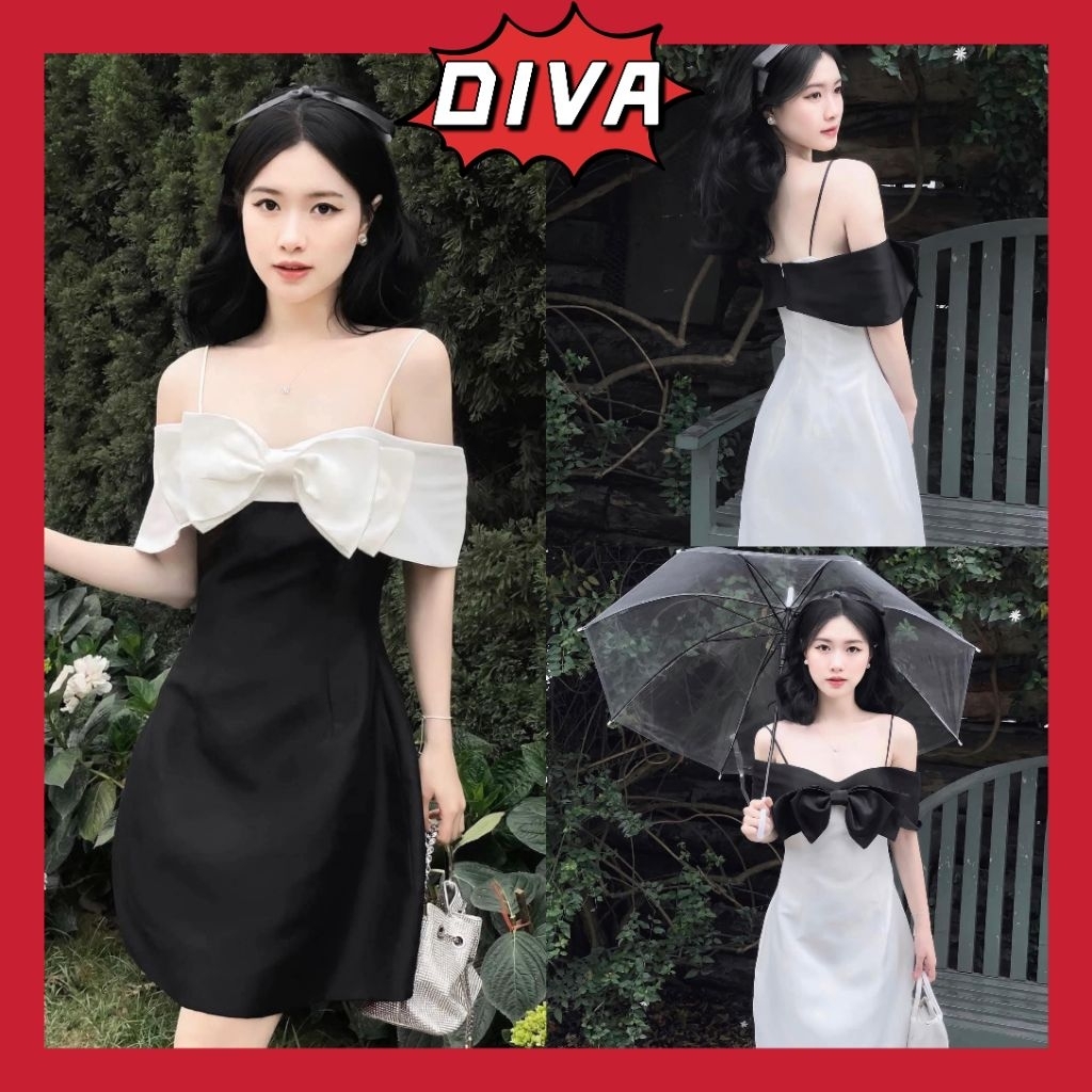 ( CÓ MÚT NGỰC) Đầm Dự Tiệc Tafta Đính Nơ Kép, Váy Trễ Vai Thiết Kế Sang Trọng