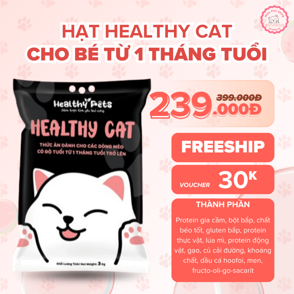 Healthy Cat Hạt Thức Ăn Cho Mèo Từ 1 Tháng Tuổi Túi Nguyên Seal 5KG