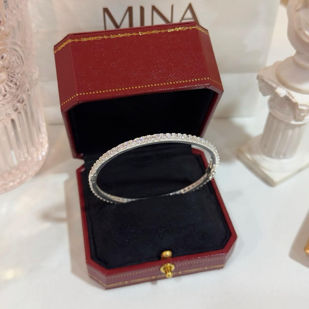 Vòng tay bạc full đá bản cứng thiết kế Luxury - MINA JEWELRY