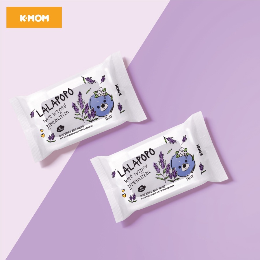 Khăn ướt cao cấp Khăn ướt thuần chay vân nổi cao cấp K-mom Lalapopo 20 tờ